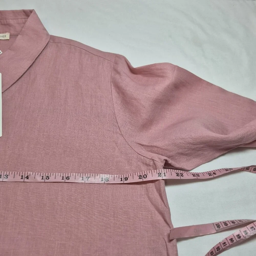 Eileen Fisher Women's Shirt Size Classic Long Sleeve Button Up Pink Pale (60) - Picture 5 of 12